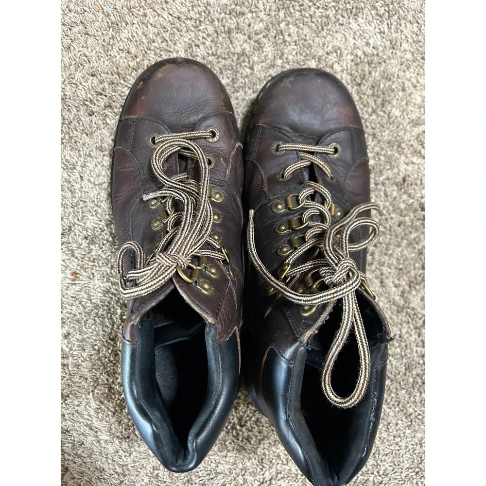 Dr Martens Mens Dark Brown Leather Hiker Boots Size 12 Lug Sole Vintage 90s Punk